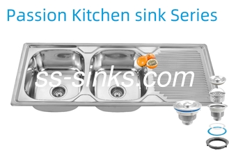 1200 × 500mm 에프론 스테인리스 스틸 부엌 싱크대 0.6mm/0.8mm/1.0mm 두께와 제품 크기