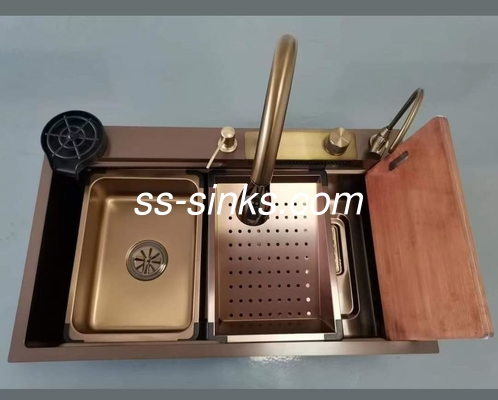 SS304 보호기 격자 위에 카운터 롤링 검은 손으로 만든 부엌 싱크장