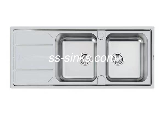 1200 × 500mm 크기의 배수판과 함께 후면 배수 스테인리스 스틸 부엌 싱크