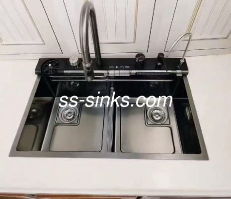 18 가이즈 수작업 부엌 싱크대 후방 또는 중앙 배수 배치 220mm 그릇 깊이
