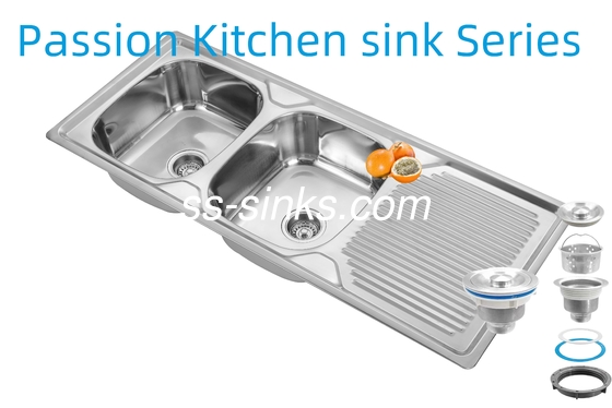 1200 × 500mm 에프론 스테인리스 스틸 부엌 싱크대 0.6mm/0.8mm/1.0mm 두께와 제품 크기