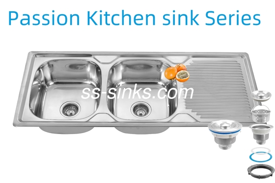 1200 × 500mm 에프론 스테인리스 스틸 부엌 싱크대 0.6mm/0.8mm/1.0mm 두께와 제품 크기