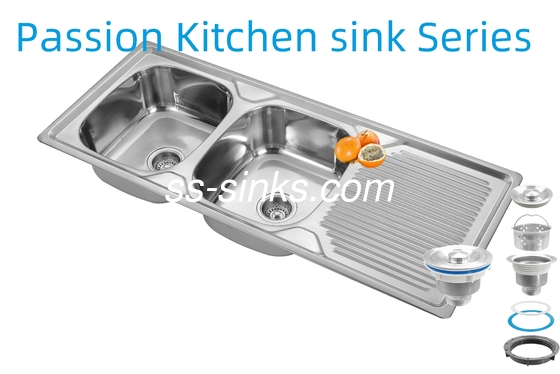 1200 × 500mm 에프론 스테인리스 스틸 부엌 싱크대 0.6mm/0.8mm/1.0mm 두께와 제품 크기