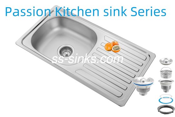 33 X 22 인치 주방 싱크대 (배수판 포함) 스테인리스 스틸 18/10 크롬/니켈 및 부속품 채반
