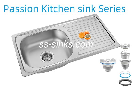 33 X 22 인치 주방 싱크대 (배수판 포함) 스테인리스 스틸 18/10 크롬/니켈 및 부속품 채반