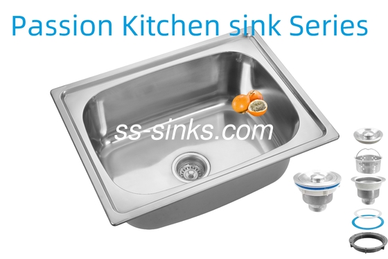 21cm 볼 깊이 장갑 스테인리스 스틸 부엌 싱크 3.5 인치 배수기 개방 성능