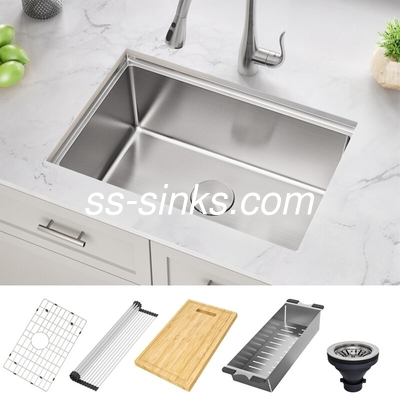 직사각형 톱마운트 주방 싱크장 붓한 마무리 33 인치 최소 캐비닛 크기 및 직사각형 그릇