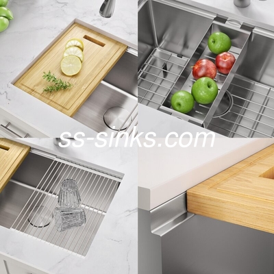 직사각형 톱마운트 주방 싱크장 붓한 마무리 33 인치 최소 캐비닛 크기 및 직사각형 그릇