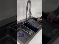 핫 판매 검은 색 스테인리스 스틸 3 종류 펌프와 액세서리와 함께 손으로 만든 단일 그릇 싱크대